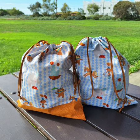 Circus Toys Childs Lined Drawstring Bag Set of 2