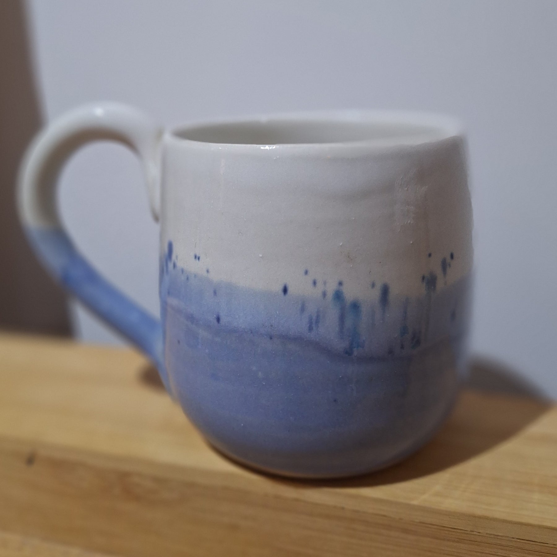 Coffee mug blue with speckles handmade