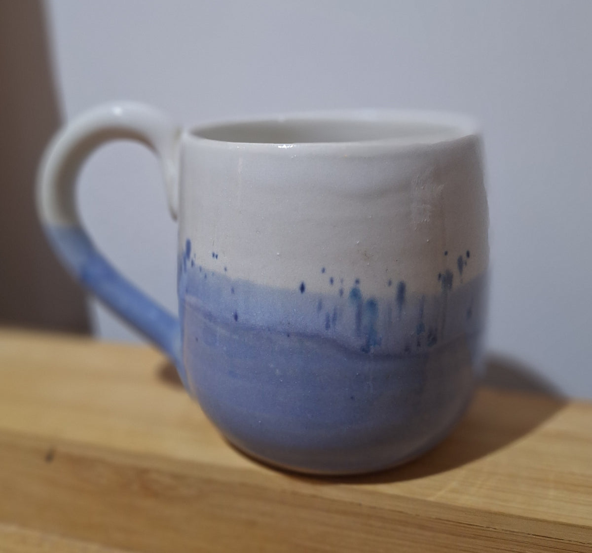 Coffee mug blue with speckles handmade