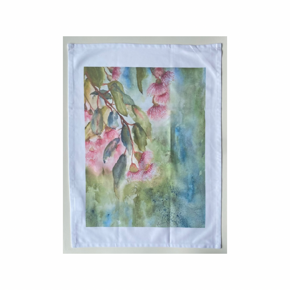 Cotton Tea Towel ‘Cascading Pink Gums’