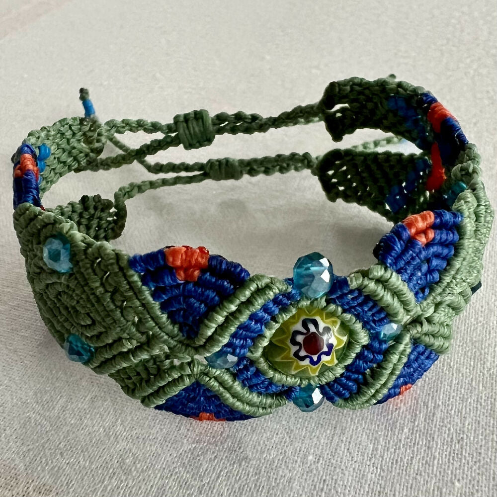 Green & Blue Macrame Bracelet