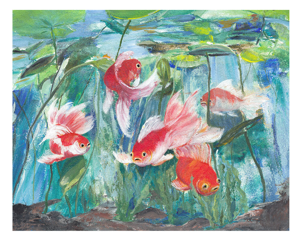 Beneath the Lilies - Goldfish Pond painted by Kathleen Quinert at Ark Hill Studio in South Gippsland