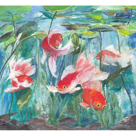 Beneath the Lilies - Fine Art Print of Goldfish in a Lily Pond