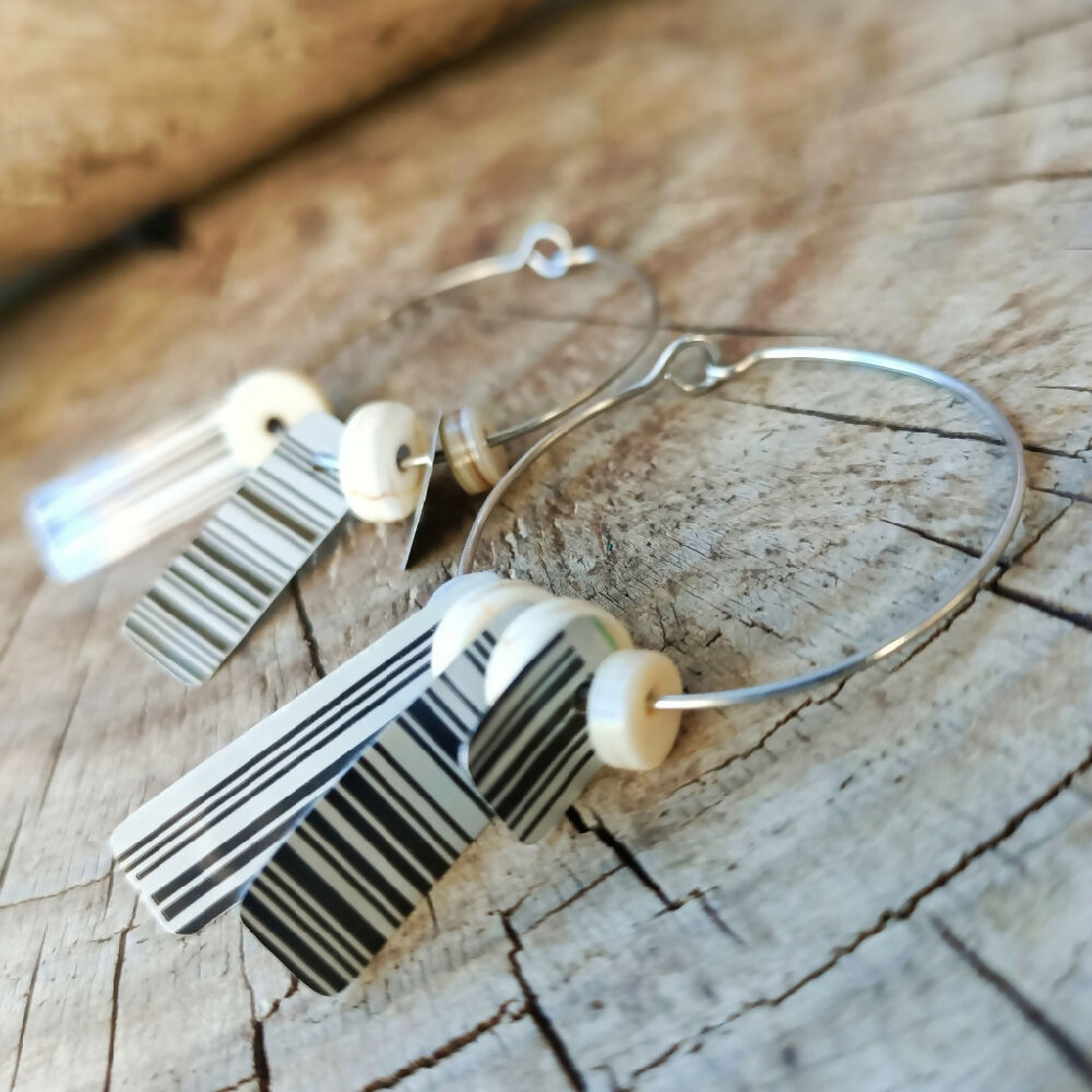 barcode hoop earrings handmade dangles 4