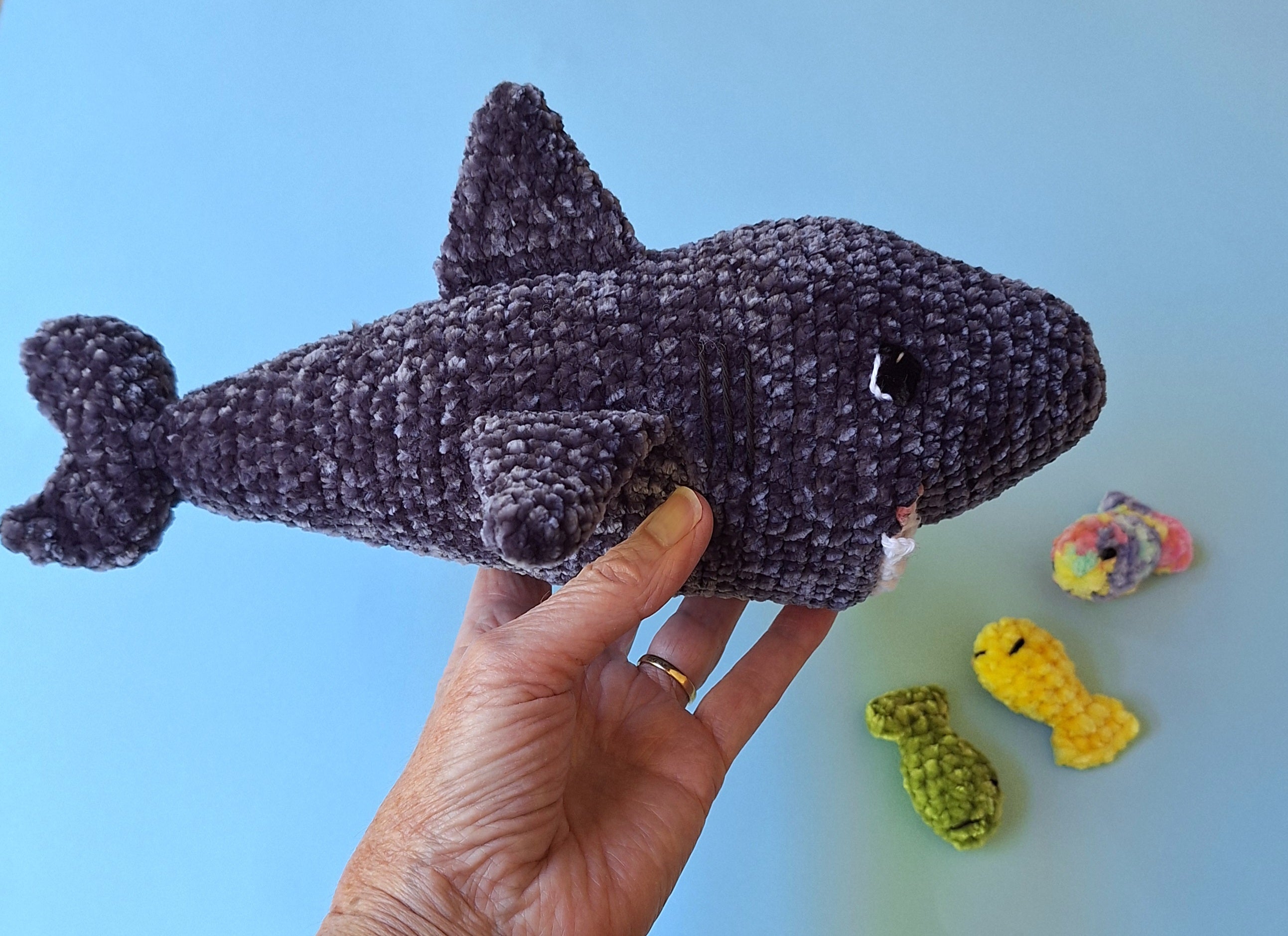 Crocheted Velvet Shark Playset