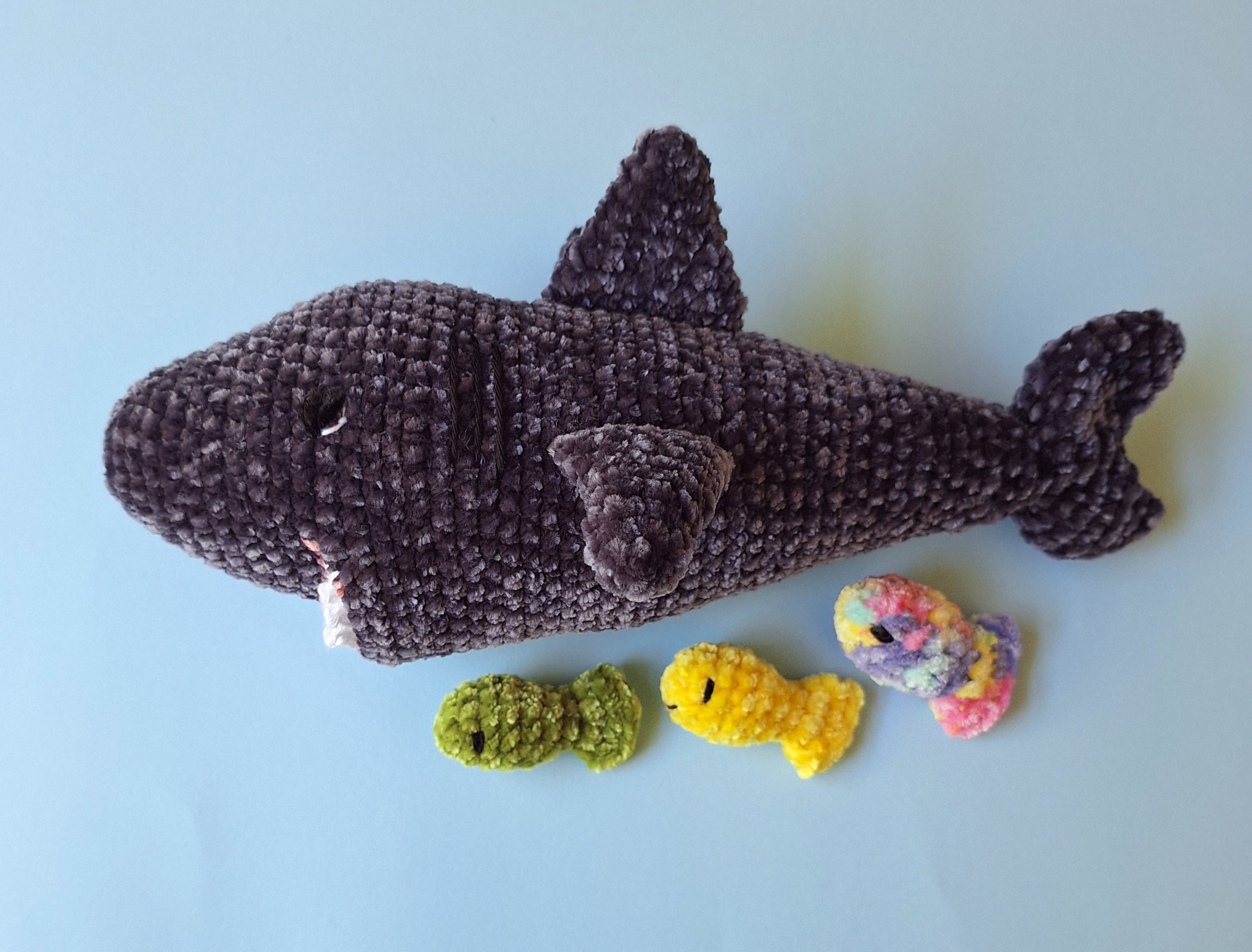 Crocheted Velvet Shark Playset