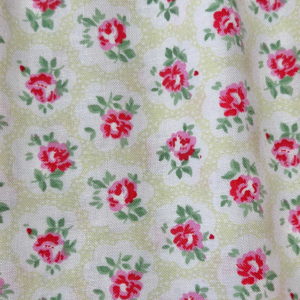 Baby Girls Size 1 Dress – Green Floral with White Lace Trim