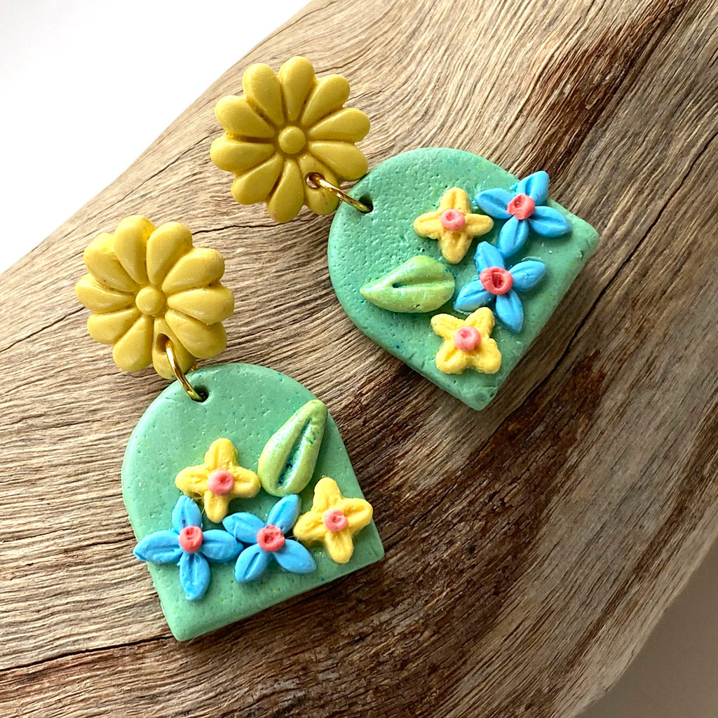 Floral Polymer clay earrings