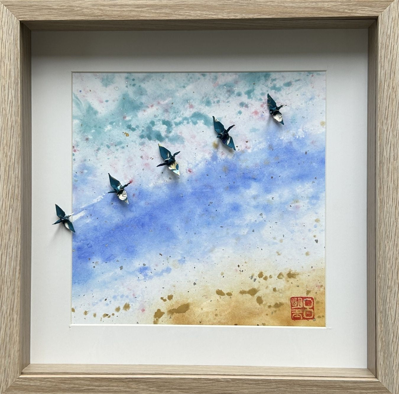 Flying High - watercolour and papercranes
