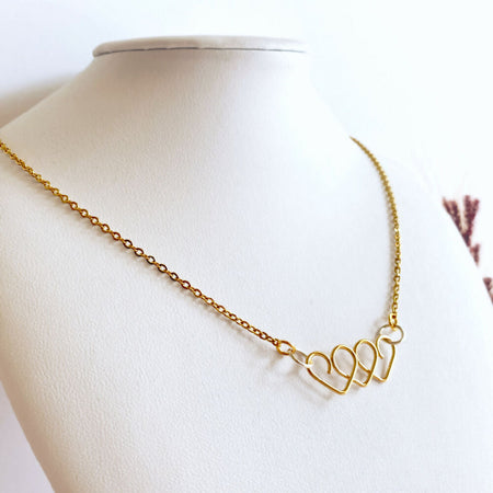 Chain of Hearts necklace | gold-plated or 14k gold-filled | Keepsake | Wedding jewellery or Anniversary gift