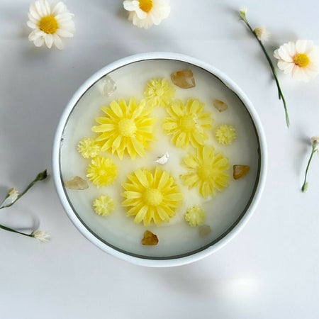 Daisy & Citrine Crystal Candle