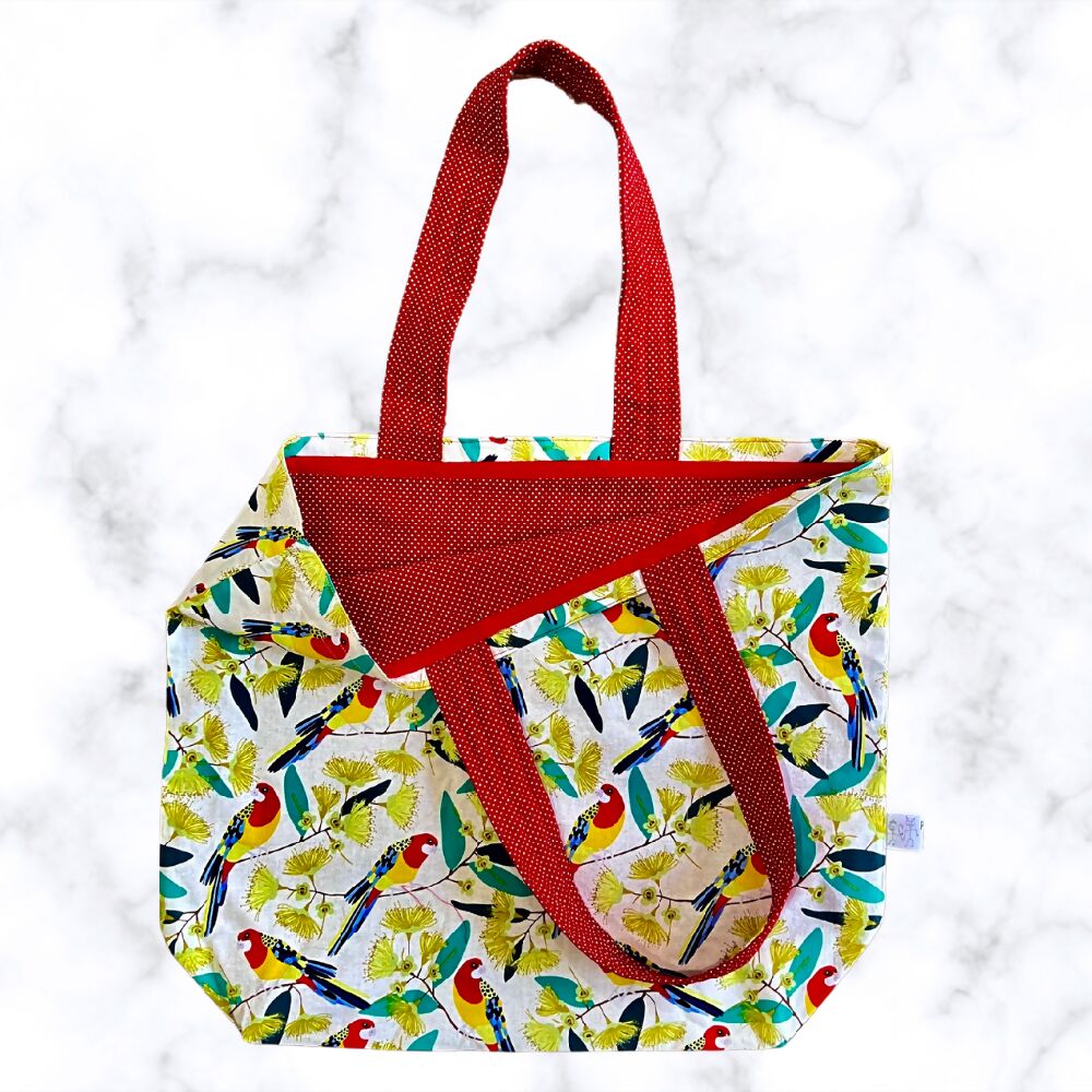 Grocery Tote ... Rosella ... Lined with storage pouch