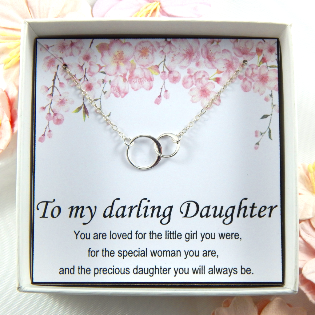 Sterling Silver Interlocking Circles Necklace: Daughter Gift