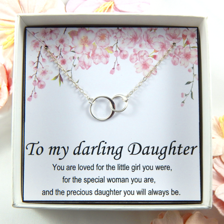 Sterling Silver Interlocking Circles Necklace: Daughter Gift
