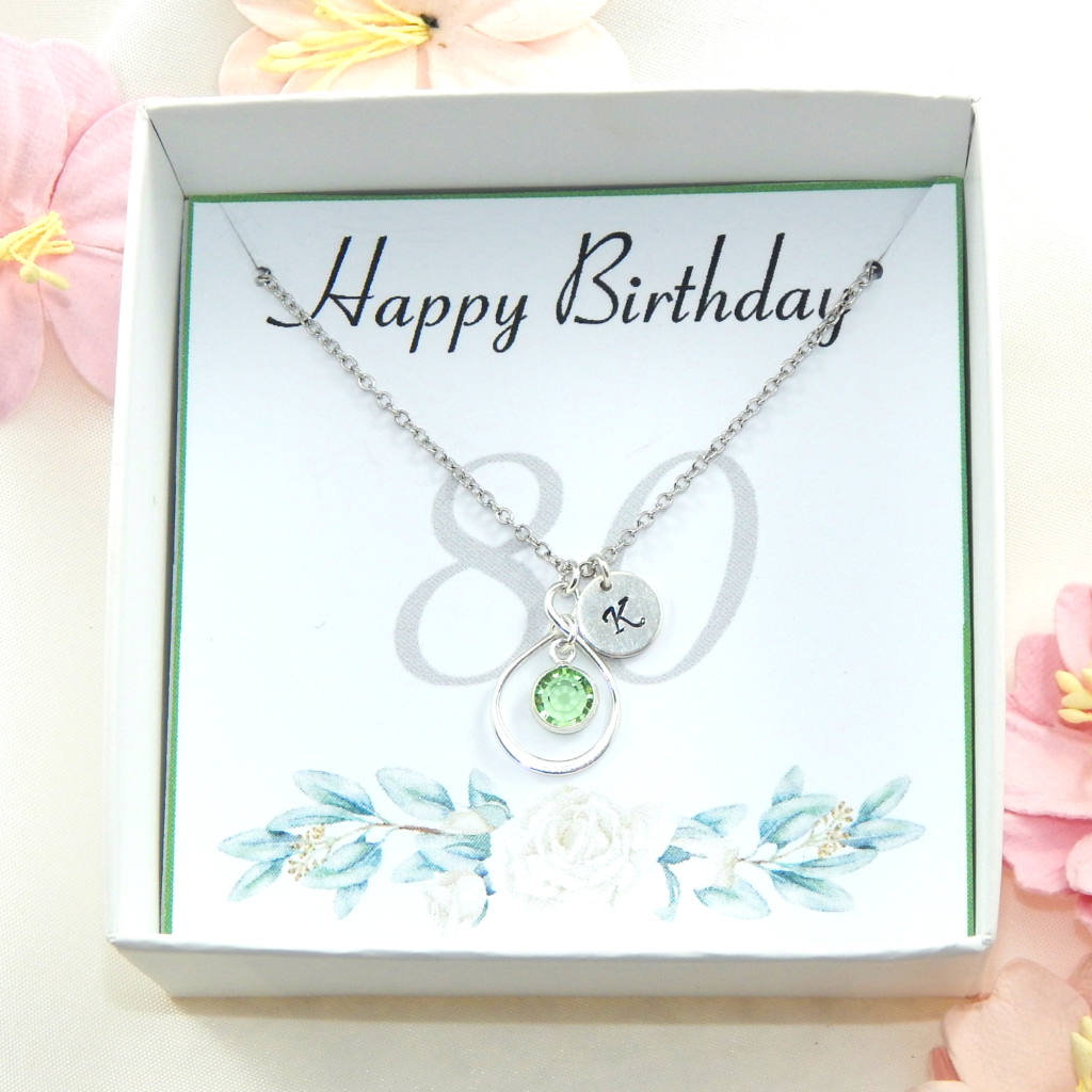 80th Birthday Sterling Silver Personalized Necklace
