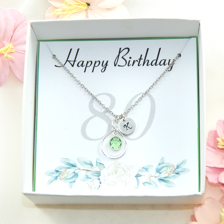 80th Birthday Sterling Silver Personalized Necklace