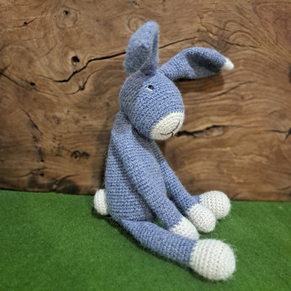 Handmade Crochet rabbit soft blue Australian alpaca wool