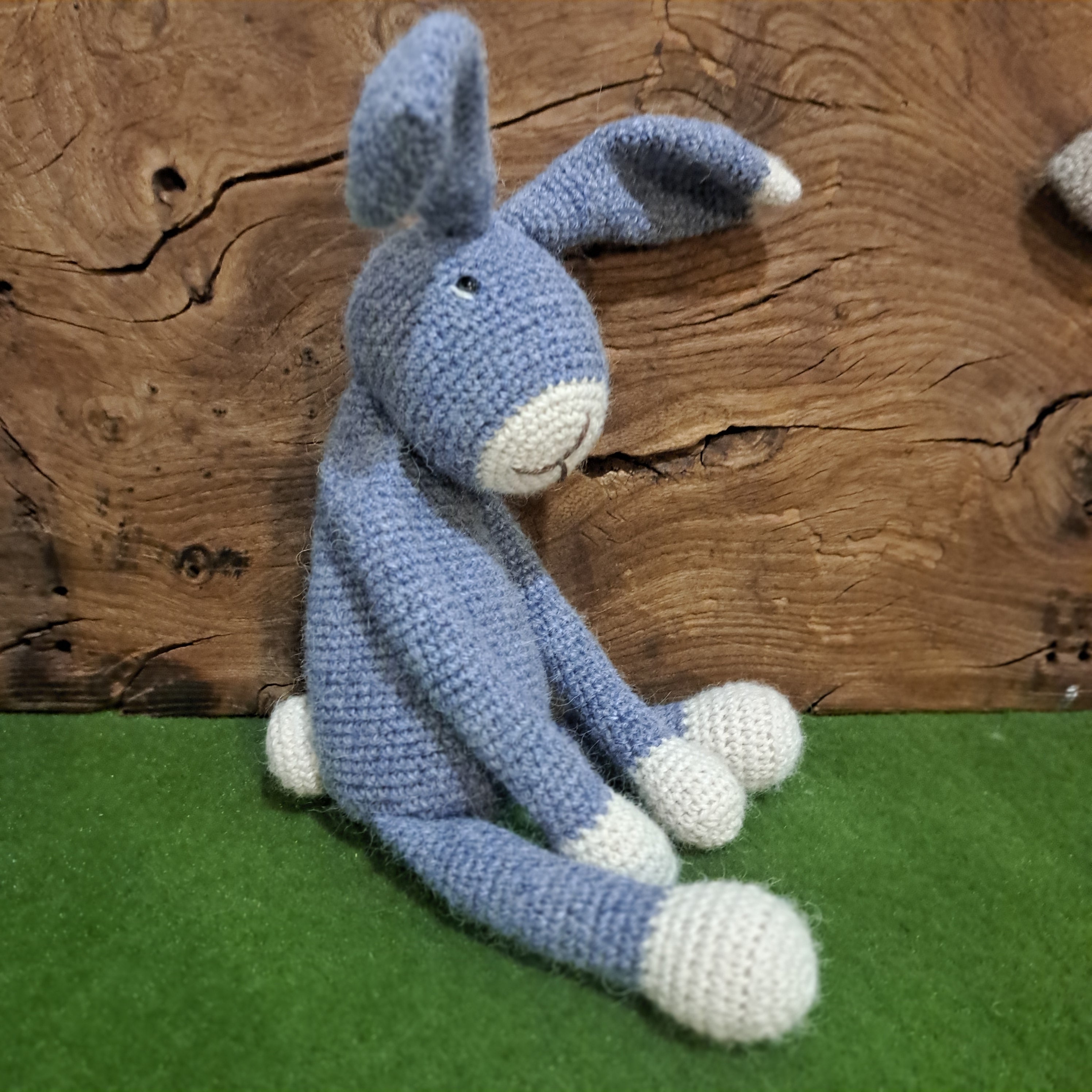 Handmade Crochet rabbit soft blue Australian alpaca wool