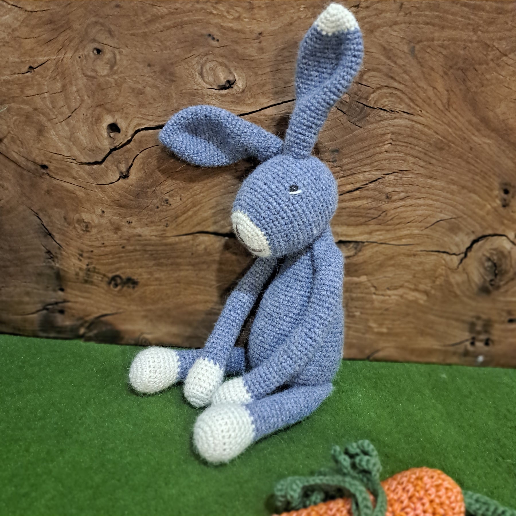 Handmade Crochet rabbit soft blue Australian alpaca wool