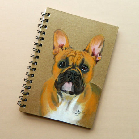 French Bulldog Notebook - Handpainted - Size A5 Lined