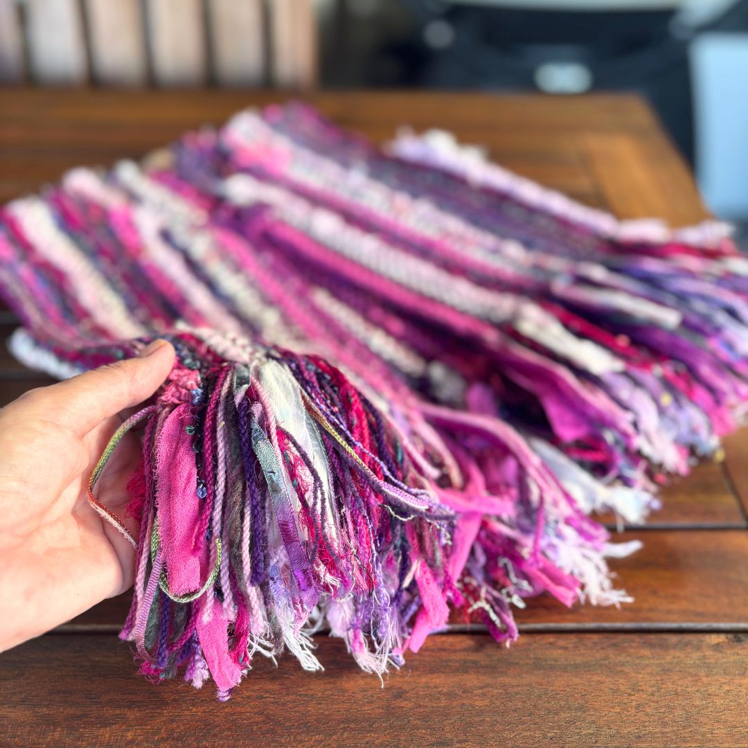 Handwoven Girls Fringed Vest - Pink