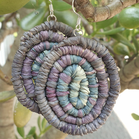 Handmade, raffia, coil earrings