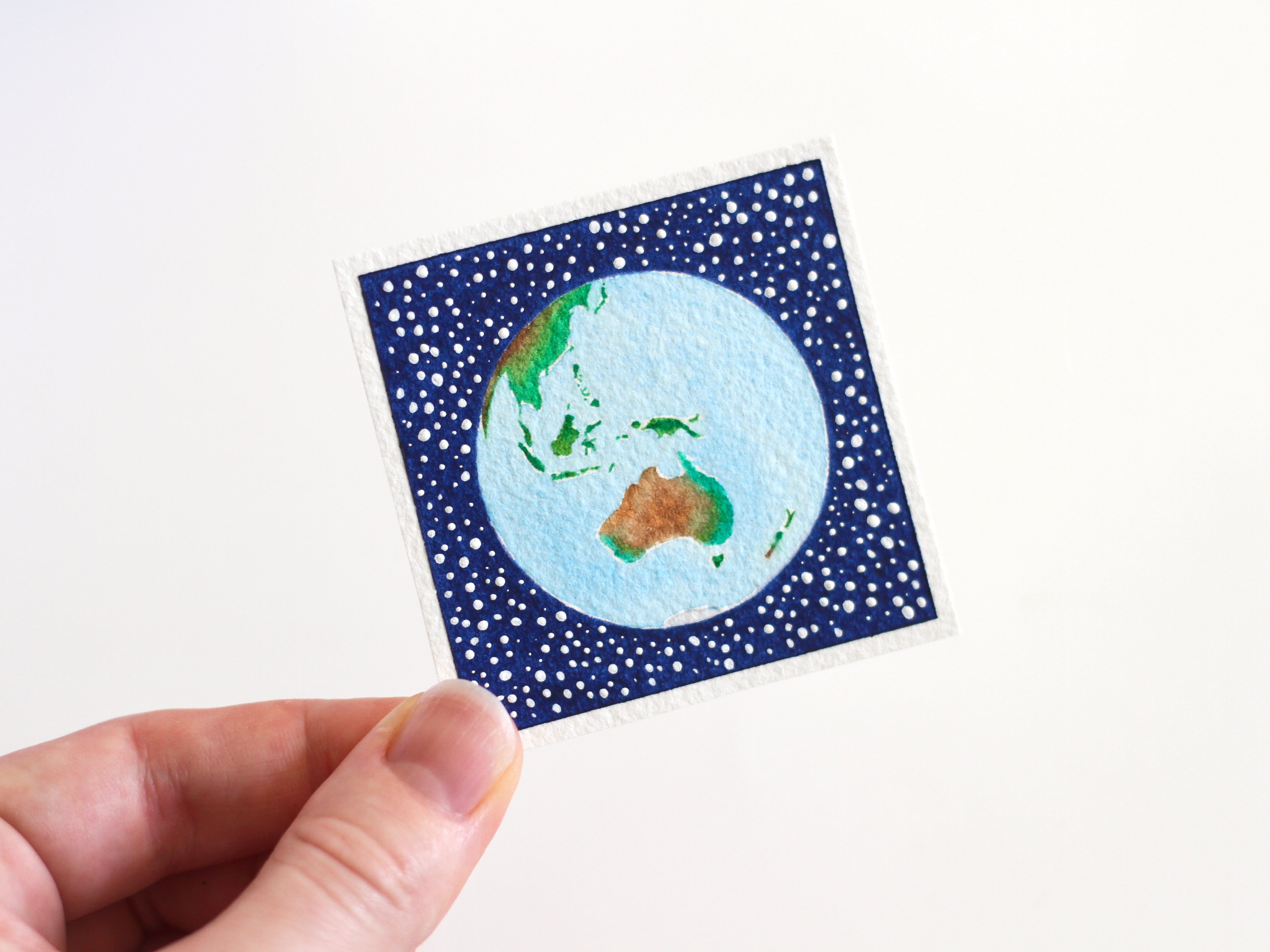 Miniature Watercolour Painting of Earth