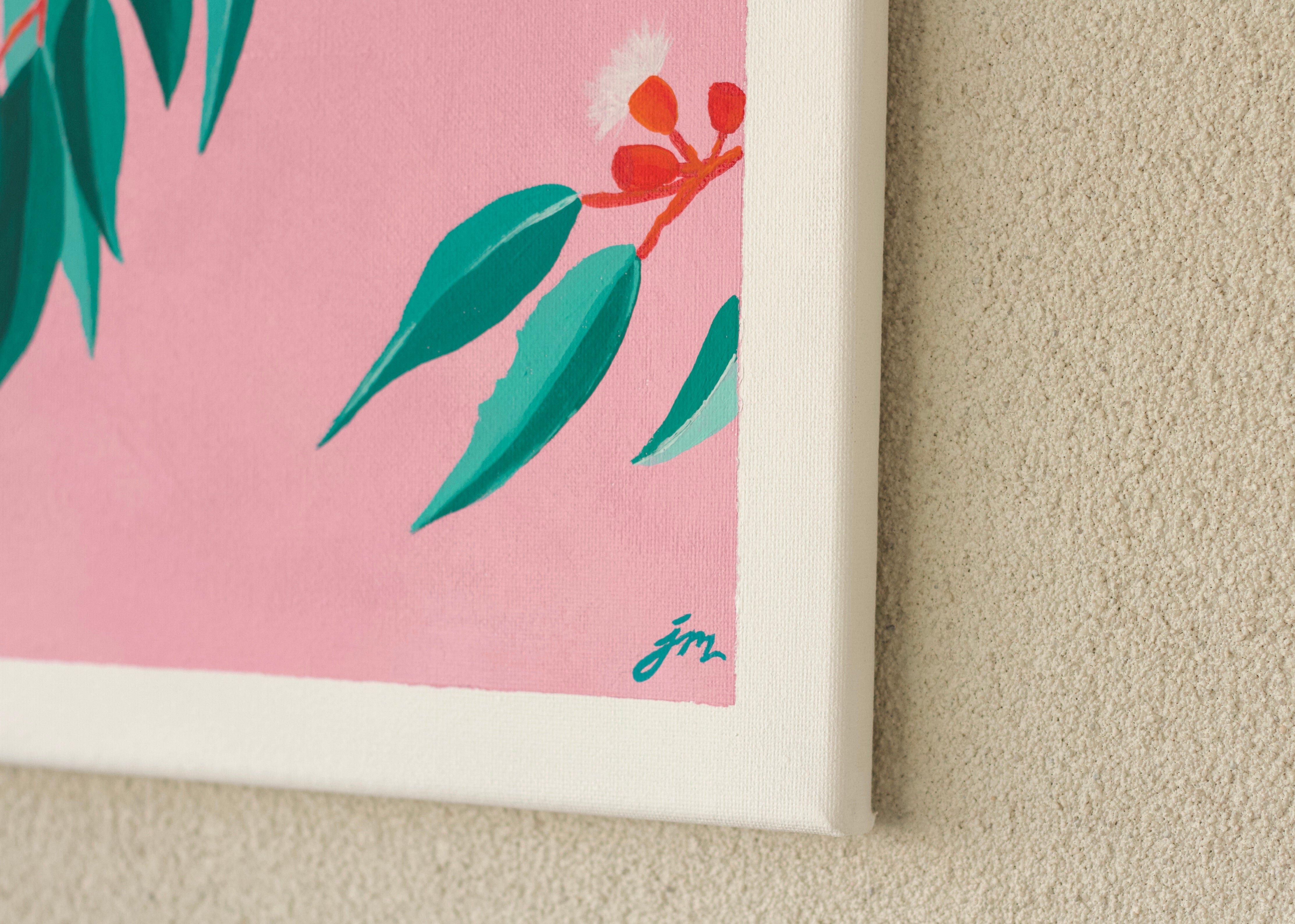 Acrylic Painting on Canvas of Gum Tree Leaves