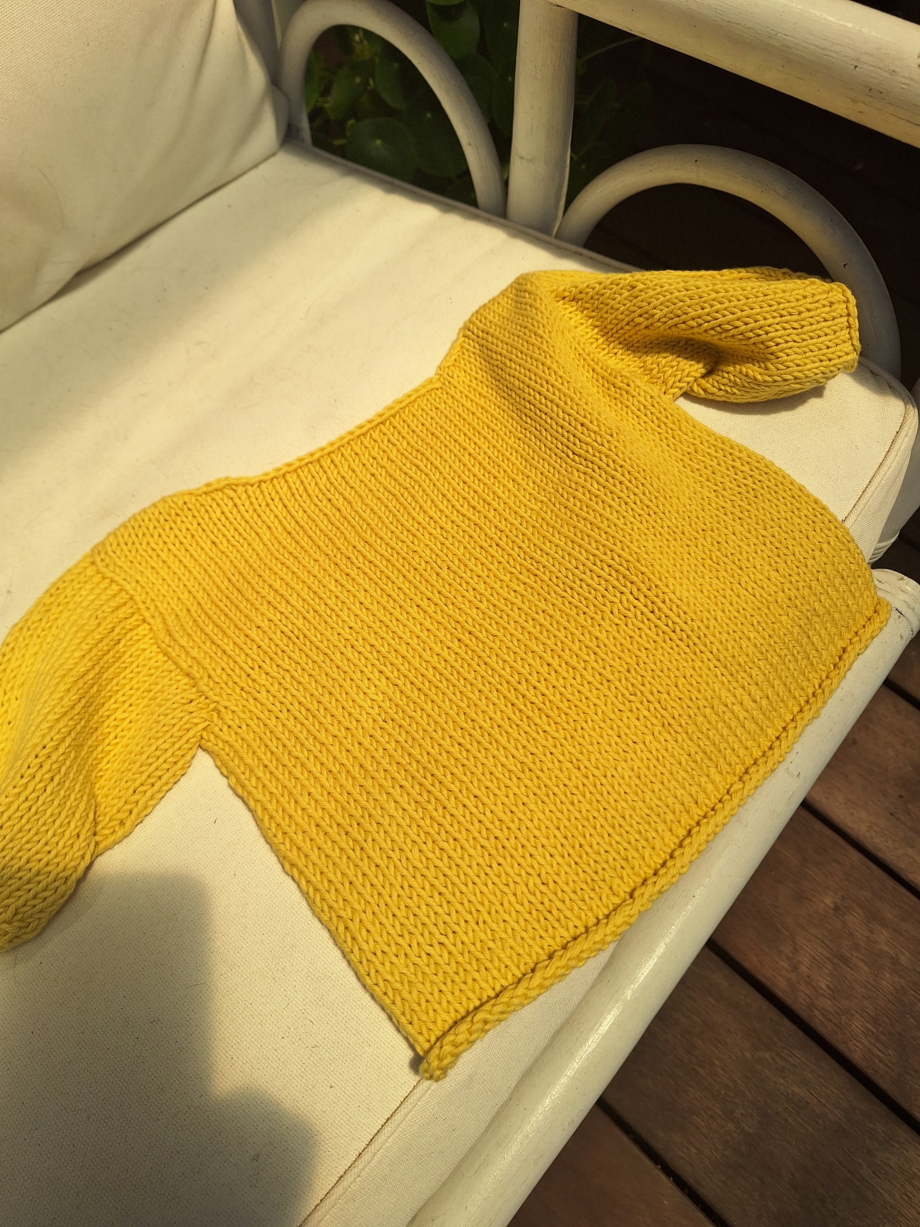 Boxy Baby Sweater in Mustard-yellow 100% Cotton yarn: 0-6 mths