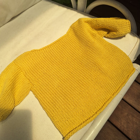 Boxy Baby Sweater in Mustard-yellow 100% Cotton yarn: 0-6 mths