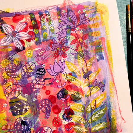 Original Hand Painted Art: Lemon Leaves & Lavender Skies