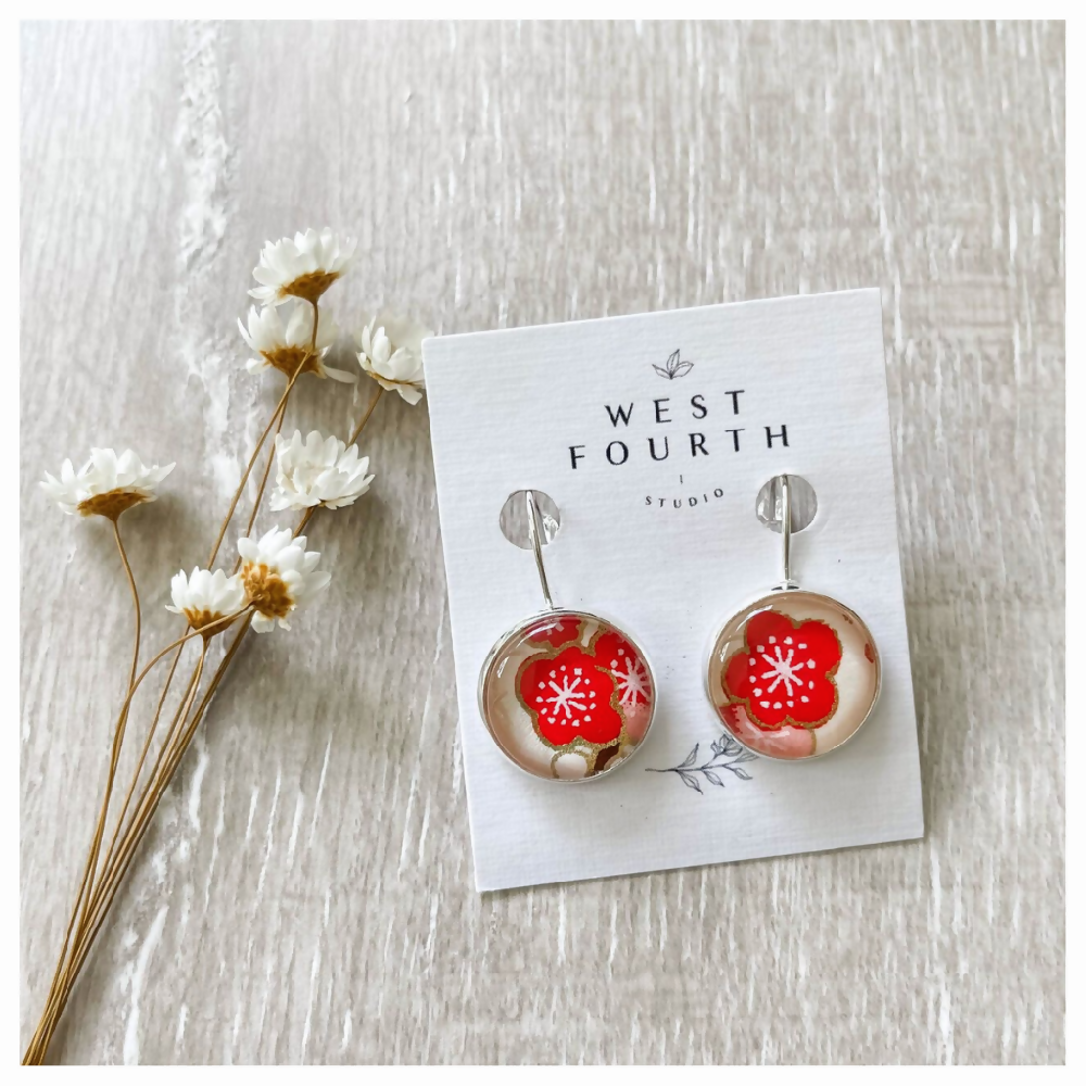 Red earrings • Cherry blossom earrings