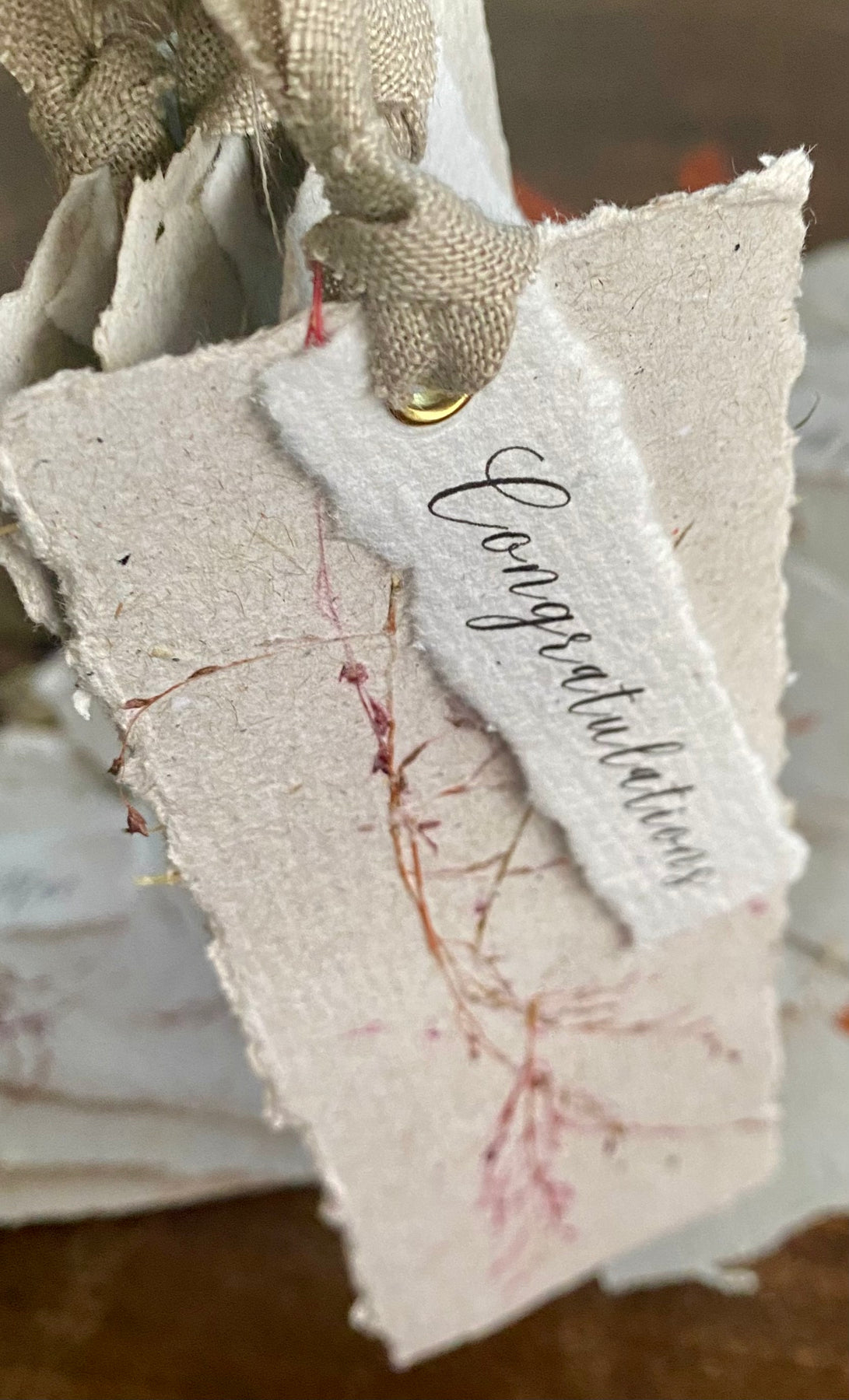 Handmade Paper Wedding Place Cards Personalised with Guest names (Bundle of 5)