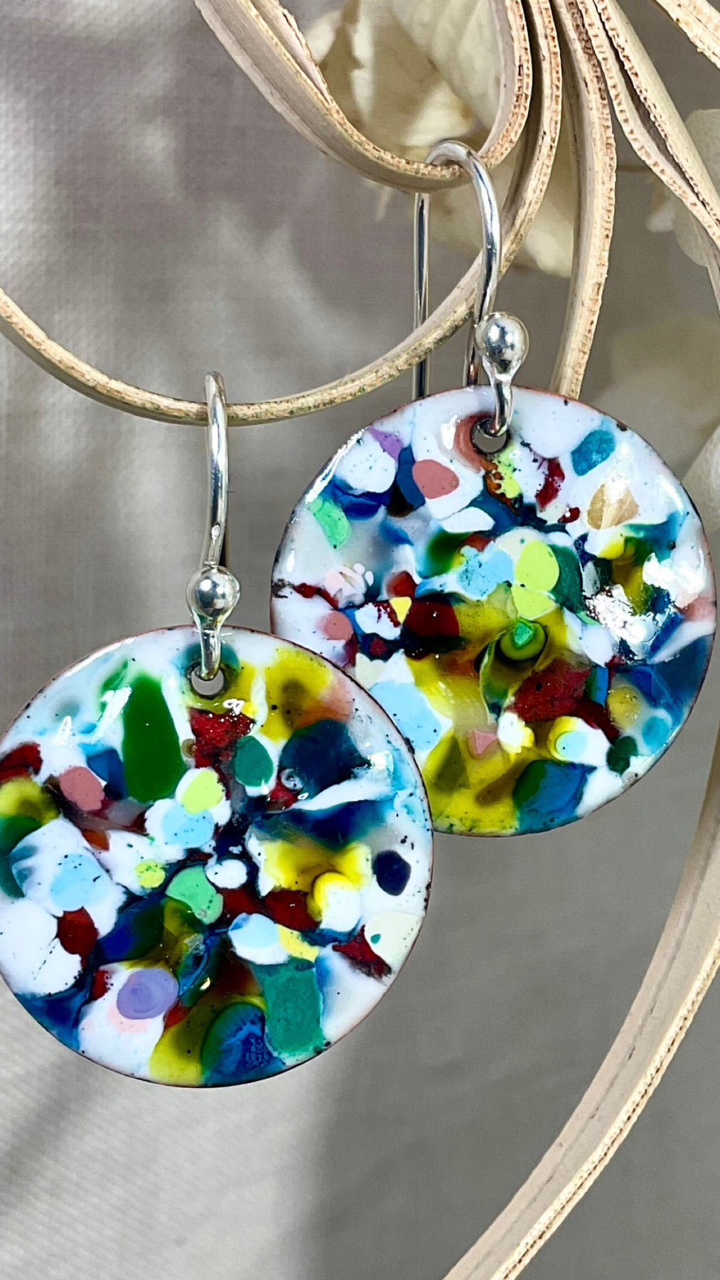 Colour splash earrings. Enamel. Handmade
