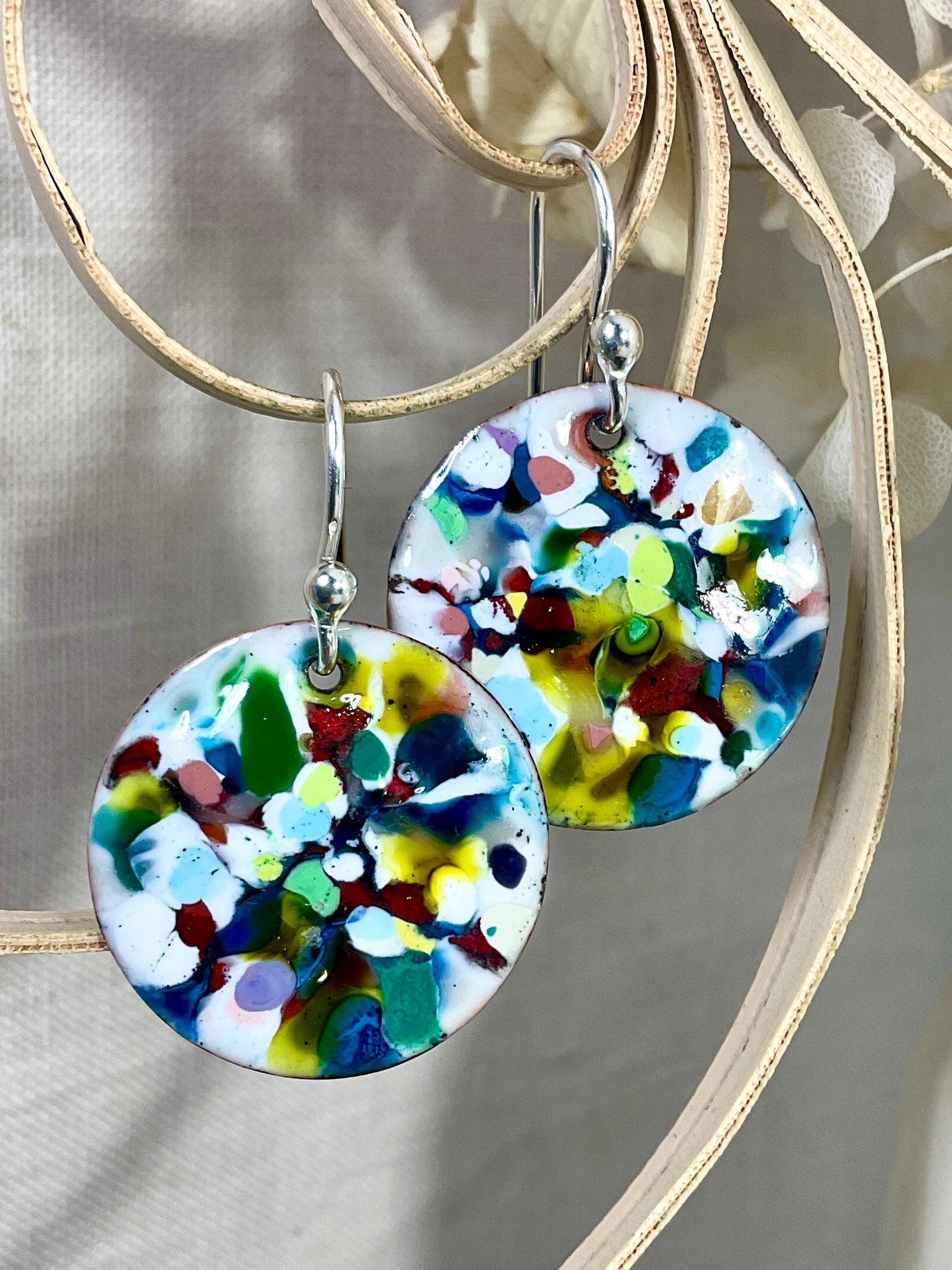 Colour splash earrings. Enamel. Handmade