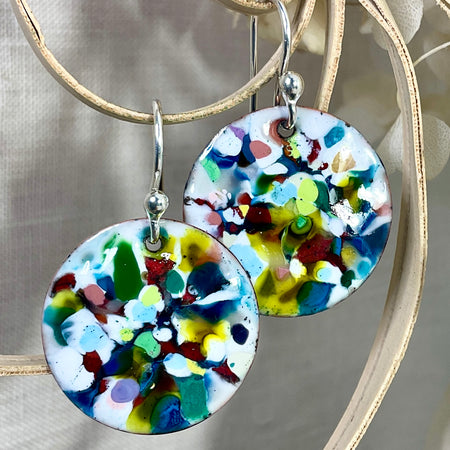 Colour splash earrings. Enamel. Handmade