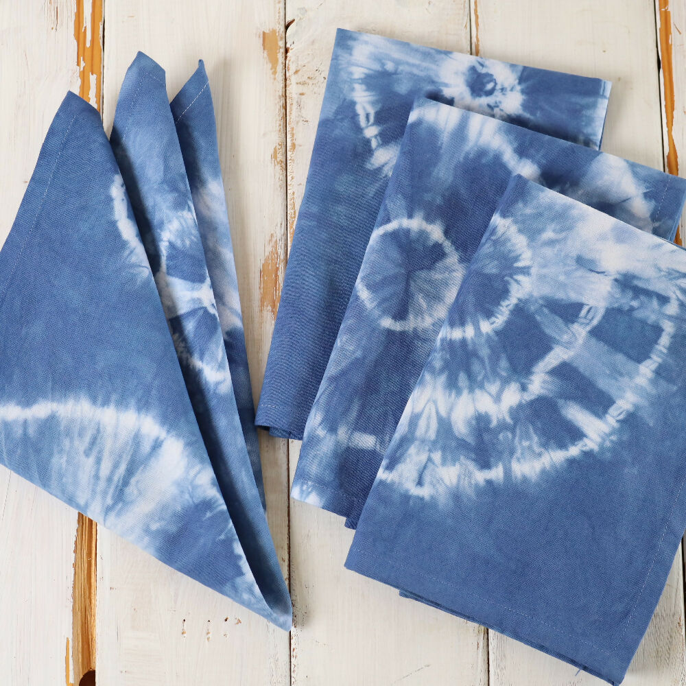 Tie Dyed Cotton Table Napkins, Set of 4