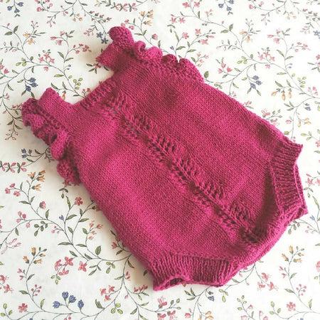 Raspberry pink cotton knit baby girl romper size 0-3 months