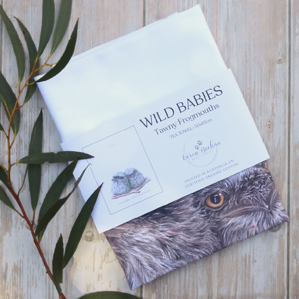 Australian-artist-illustration-tawny-frogmouth-tea-towel-front-label