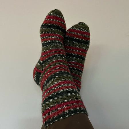 Hand knit wool Christmas socks