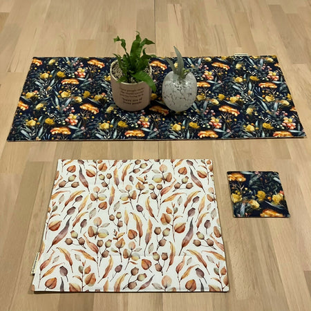 handmade Australian native floral reversible - navy & white