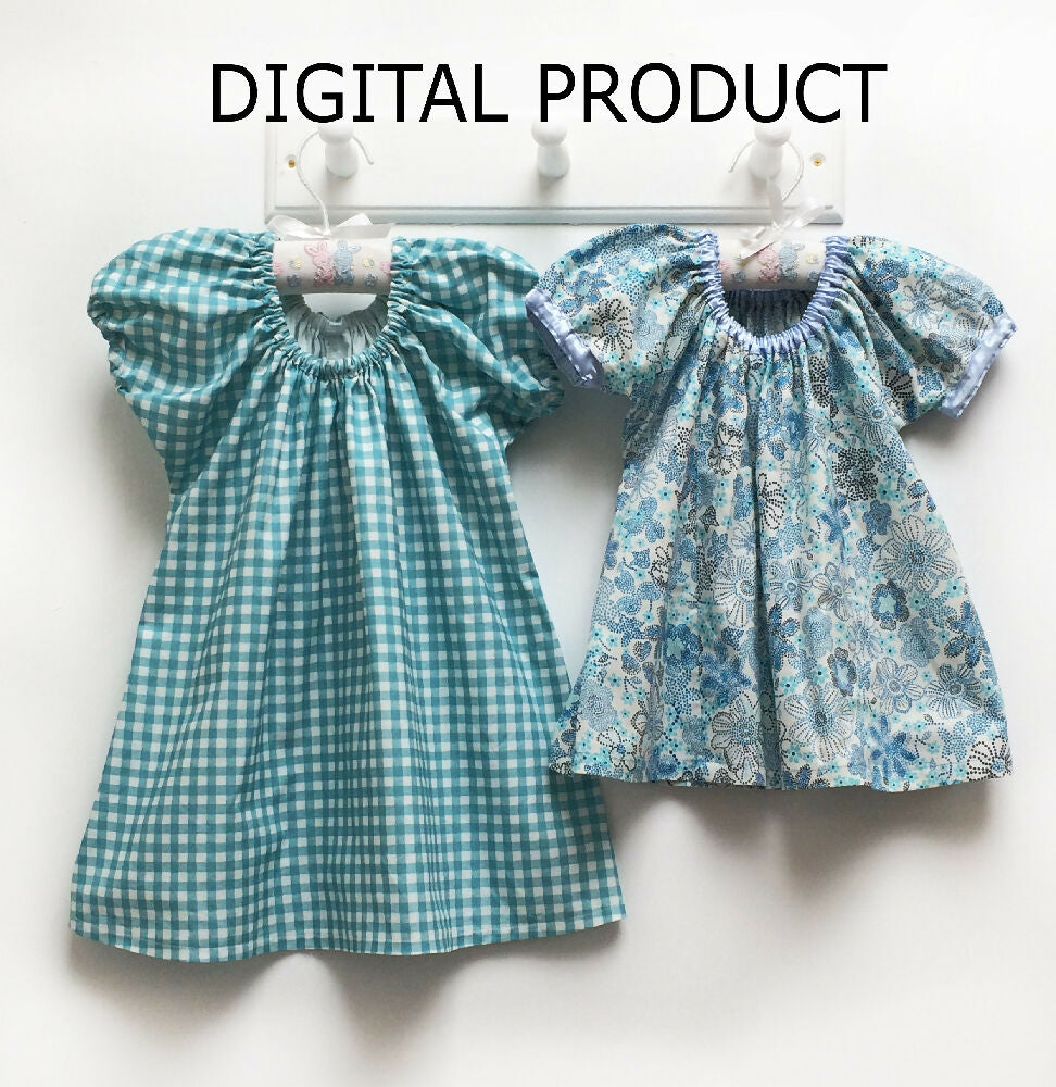 Digital sewing pattern for girl's peasant dress