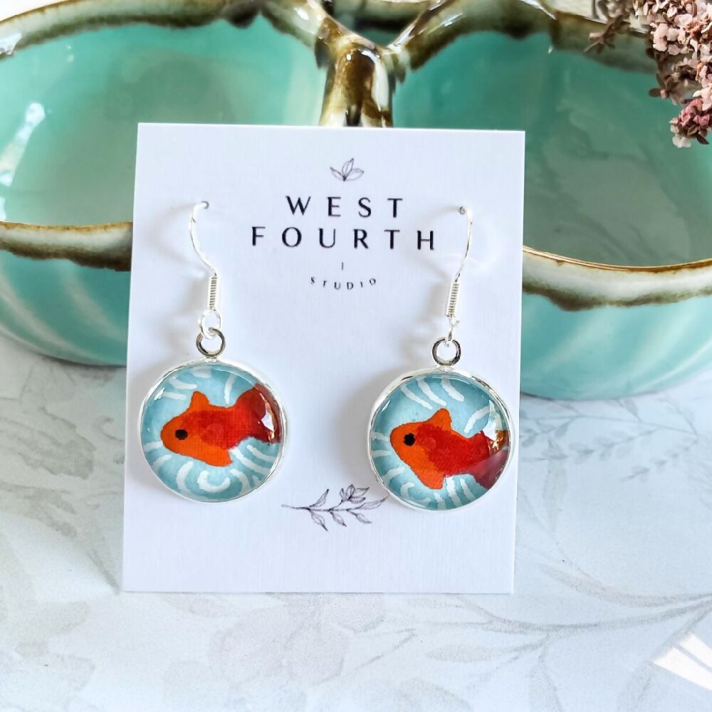 Gold Fish Earrings • Koi Fish Earrings