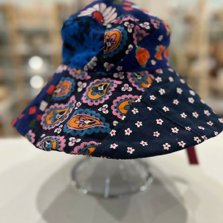 gorgeous vintage navy patchwork cord sunhat