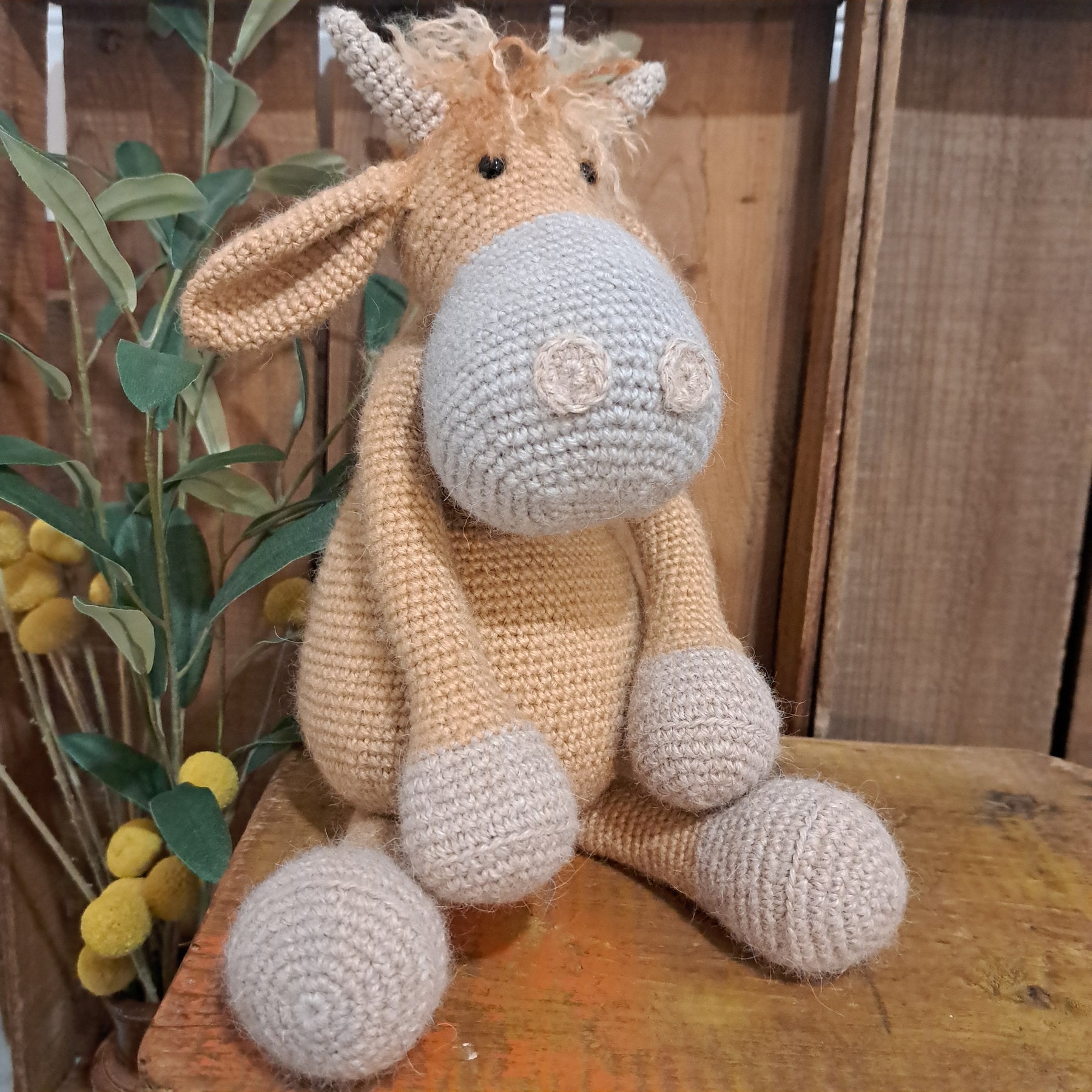 Handmade Crochet Highland cow Australian wool, alpaca, silk