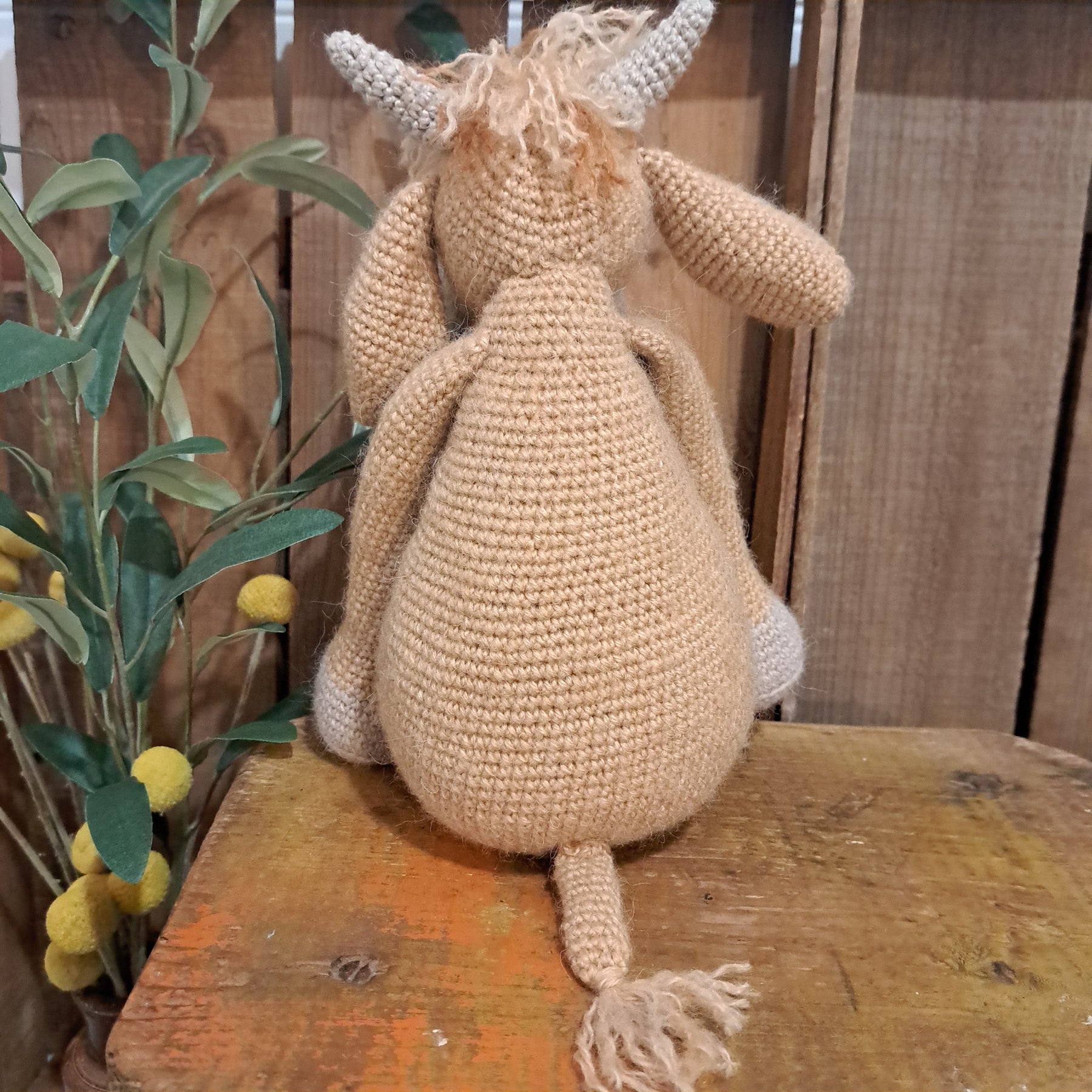 Handmade Crochet Highland cow Australian wool, alpaca, silk