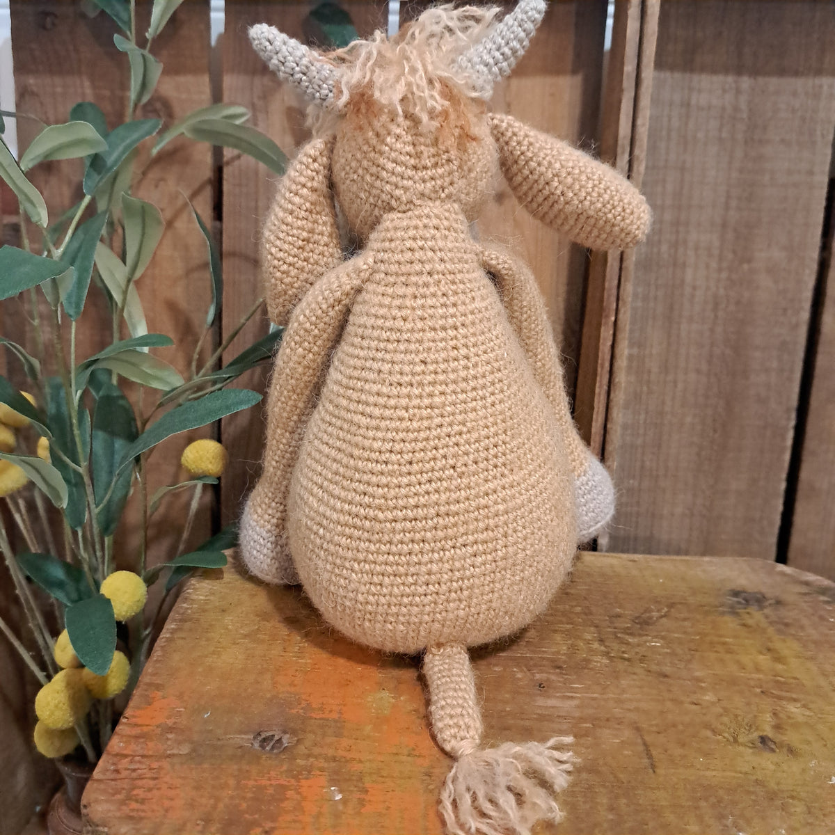 Handmade Crochet Highland cow Australian wool, alpaca, silk