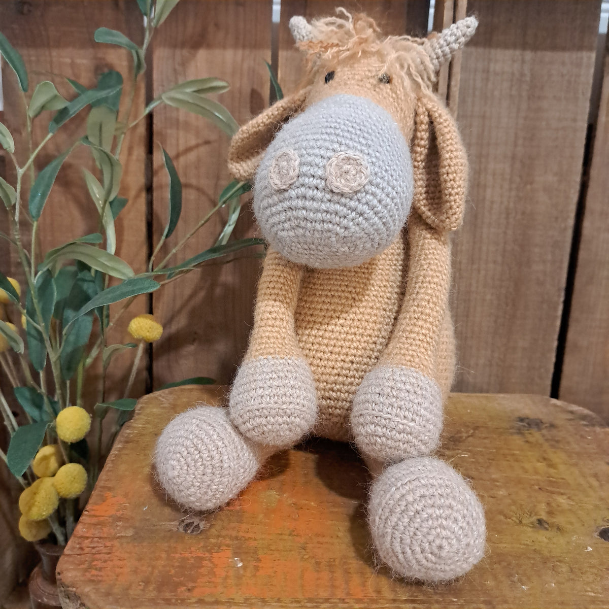 Handmade Crochet Highland cow Australian wool, alpaca, silk