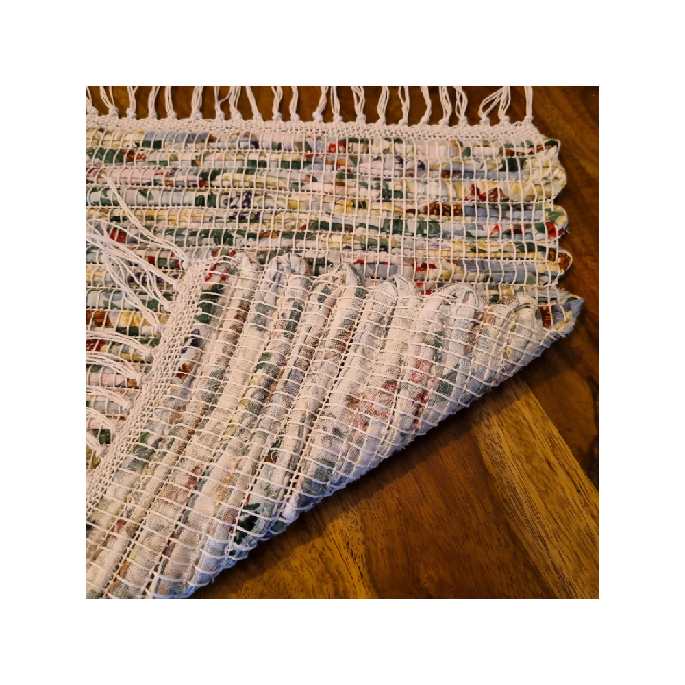 Handwoven Christmas fabric placemats white