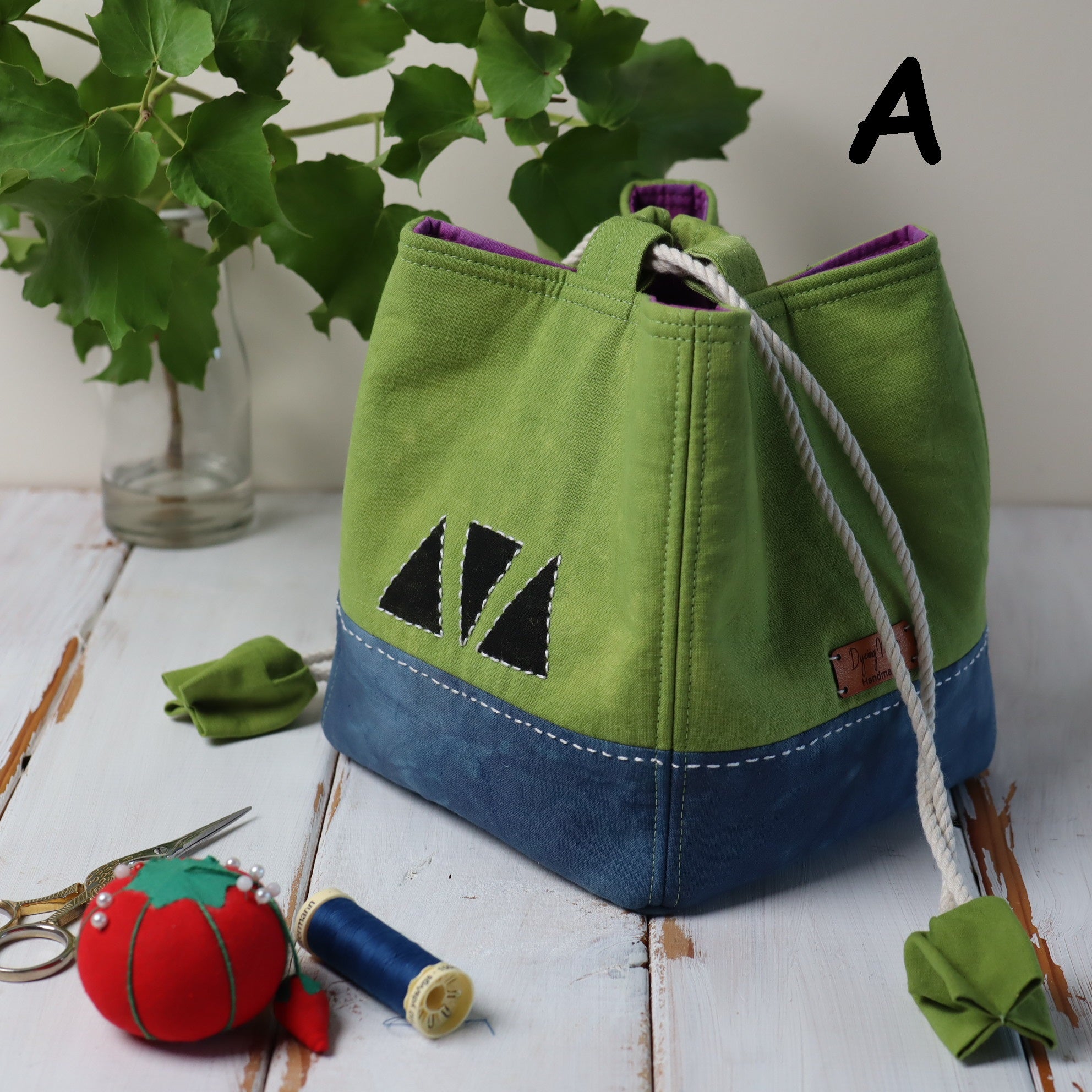 Hand Dyed Japanese Style Rice Bags, Komebukuro Bags